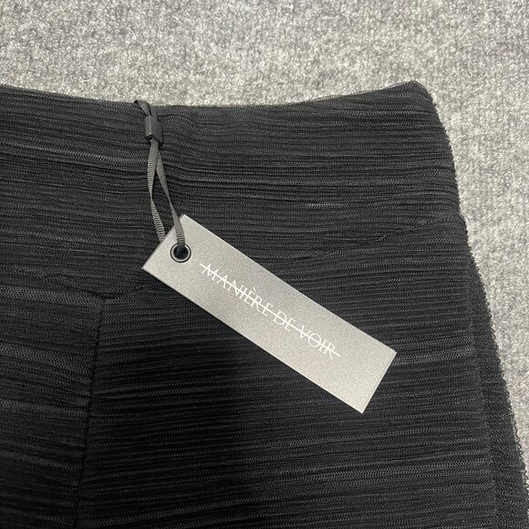 Manière De Voir Black Textured Mesh Overlay Flare Pants UK 4 / US 0 Womens - Picture 2 of 8